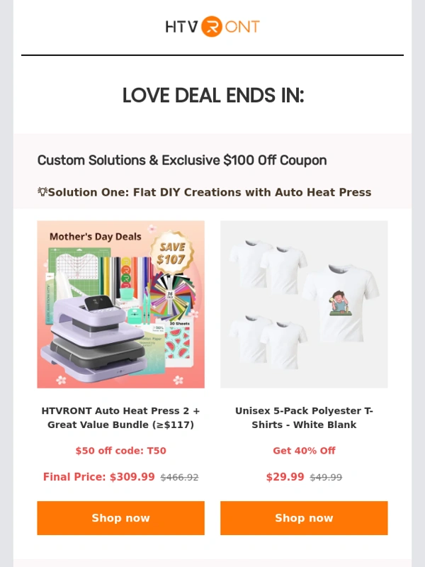 HTVRONT - Last Chance! Grab up to $100 Off Deals?