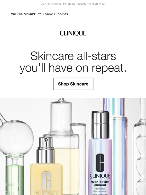 Clinique - Smart Rewards members: Get 30% off our summer skincare stars ⭐️