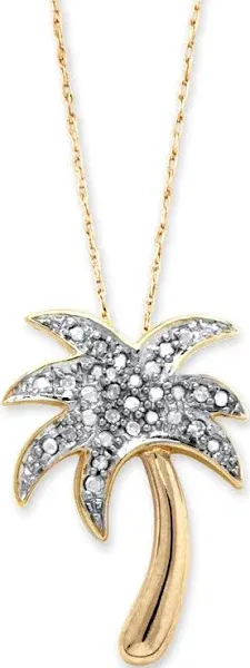PalmBeach Jewelry 14K Gold-Plated Sterling Silver Diamond Accent Palm Tree Necklace