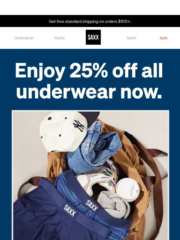 Saxx Underwear - Treat yourself and enjoy 25% off now
