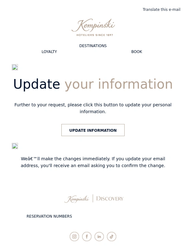 Kempinski - Edit your personal information