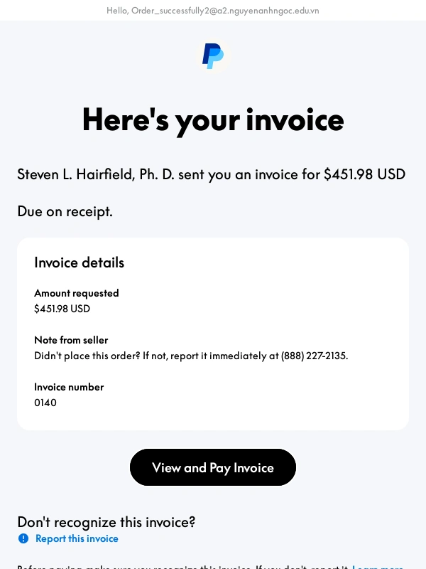 PayPal - Invoice from L. Hairfield,Ph. D. (0140)