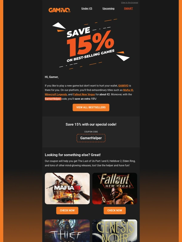 Gamivo - ? Get awesome games for only €2. Mafia III,Minecraft Legends,Fallout New Vegas,and more ?