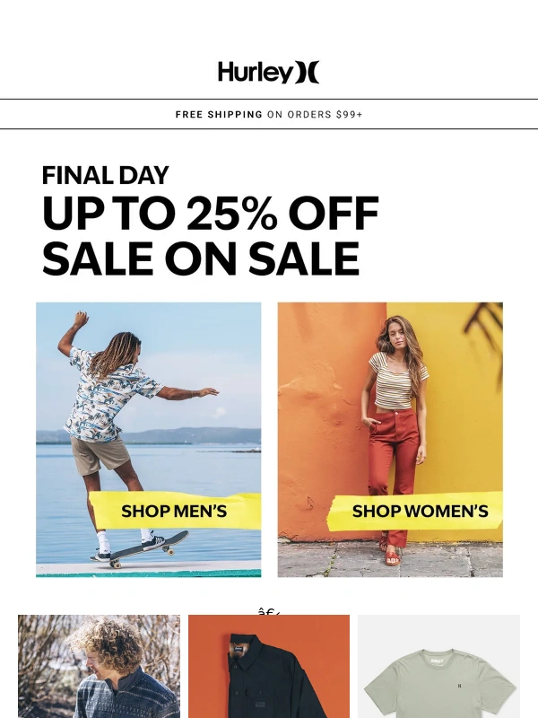 Hurley - Last chance for 25% off sale on sale ?