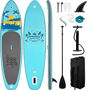 FunWater Stand Up Paddle Board Ultra-Light Inflatable Paddleboard with SUP Accessories for Adults & Youth of All Skill Levels (Blue-Gray)