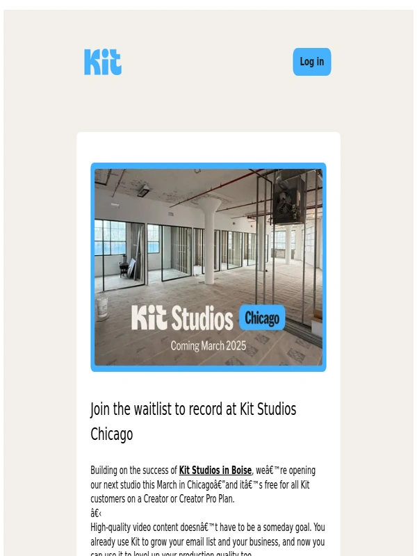 ConvertKit - Join the waitlist to record at Kit Studios Chicago
