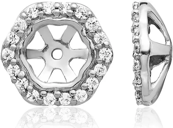 14K White Gold Diamond Stud Earring Jackets