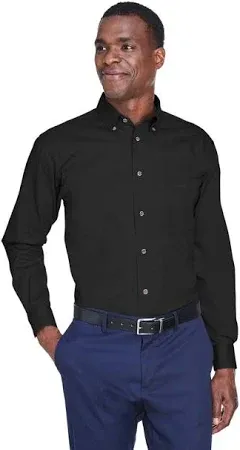 Harriton Men's Easy Blend Long-Sleeve Twill Shirt