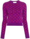 Moonogram Pattern Merino Jumper In Purple