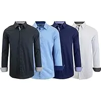 GBH 4Pack Men's Long Sleeve Classic Solid Color Dress Shirts