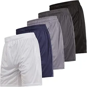 5-Pack Ultra Performance Men's Athletic Basketball 7 Inch Shorts (Size: L)