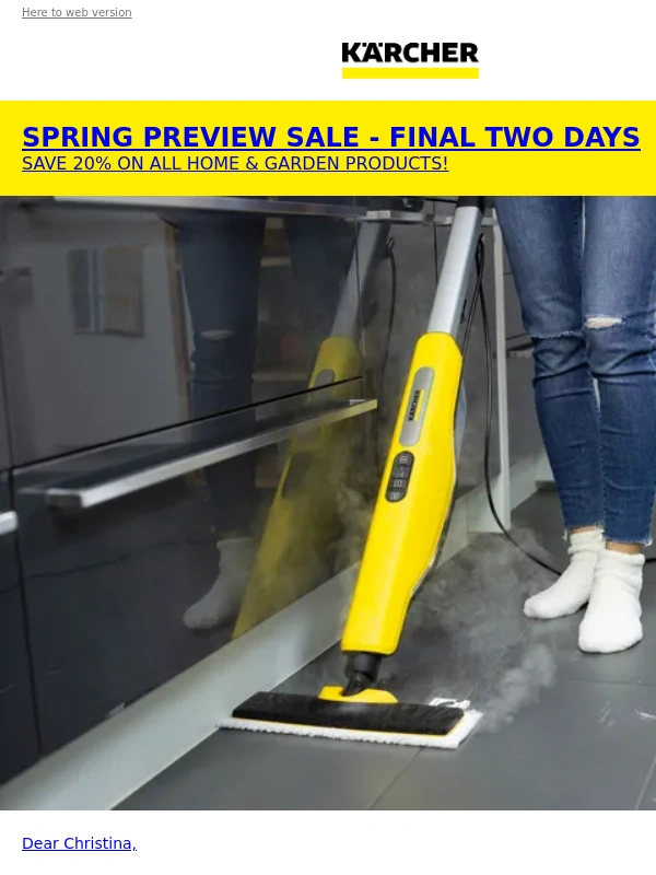 Karcher - ? Final Two Days of the Spring Preview Sale!
