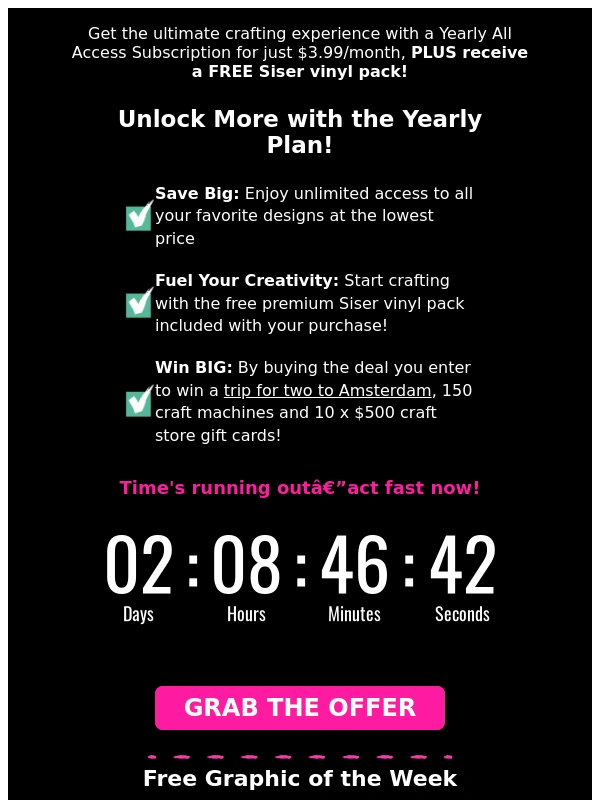 Creative Fabrica - Few Days Left ? Best Craft Deal: Free Vinyl with 1 Year All Access!