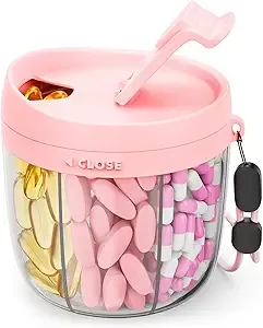 Cute Pill Organizer with 7 Large Compartments