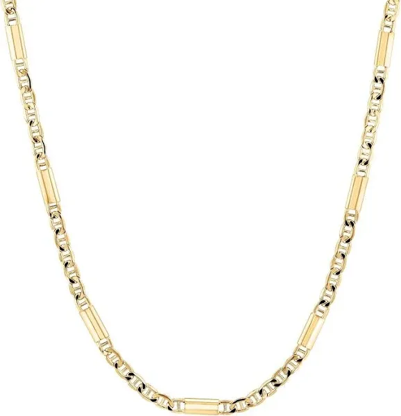 Reeds Men's Yellow Gold Anchor and Bar Link Chain Necklace, 22 Inches