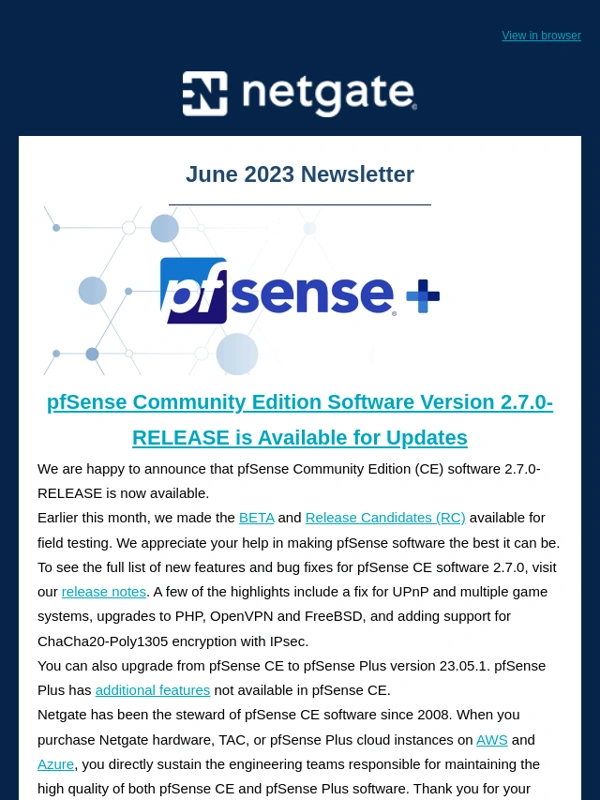 Netgate - Netgate Newsletter - June 2023