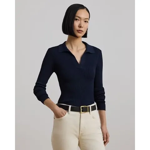 Ralph Lauren Rib-Knit Polo Sweater
