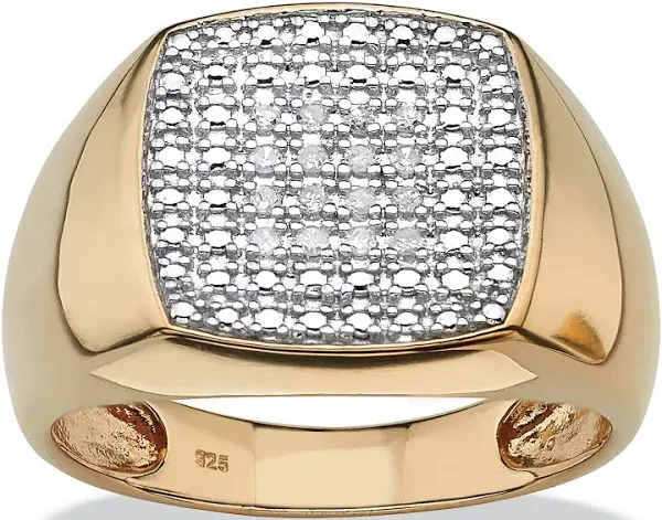 PalmBeach Jewelry Men's 18K Gold-Plated Sterling Silver 1/10 TCW Diamond