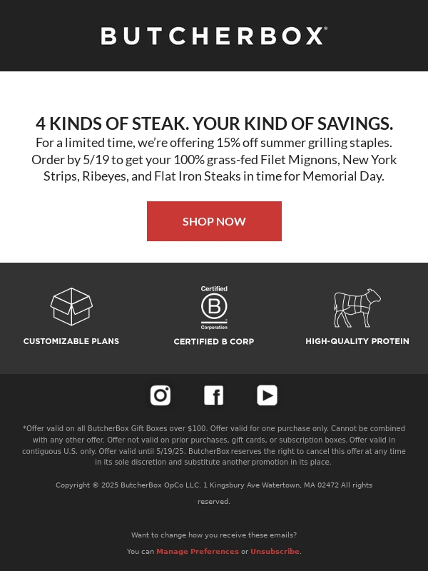 Butcher Box - 15% Off Steak Gift Box Sale! ??
