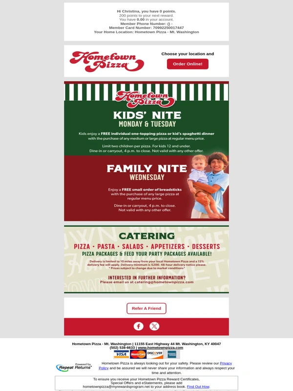 Hometown Pizza - ? Join us for Kids Night and Family Night at Hometown Pizza