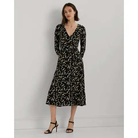 Ralph Lauren Floral Surplice Stretch Jersey Dress