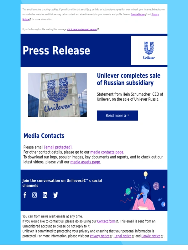 Unilever - Unilever completes sale of Russian subsidiary