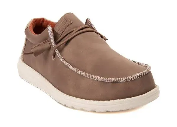 Mens HEYDUDE Wally Craft Leather Casual Shoe - Tan