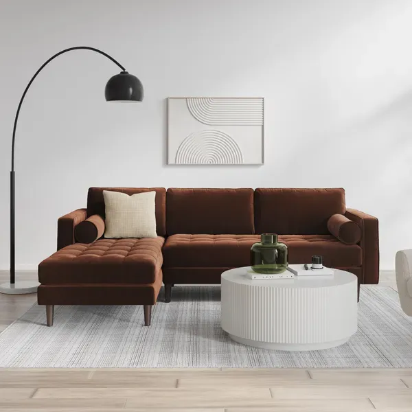 Article Sven 100 Tufted Velvet Left Sectional - Plush Pacific Brown