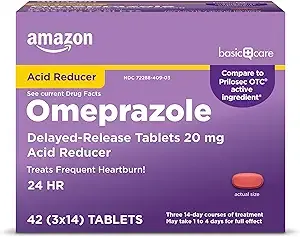 42-Count Amazon Basic Care 20mg Omeprazole Delayed Release Acid Reducer Tablets