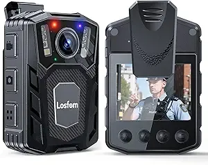 LOSFOM Video Body Camera with Audio: WD1 2100mAh Battery with 10Hrs Recording, Affordable Body Camera with Night Vision, for Law Enforcement, Delivery, Security Patrols, and Outdoor Monitoring (256GB)