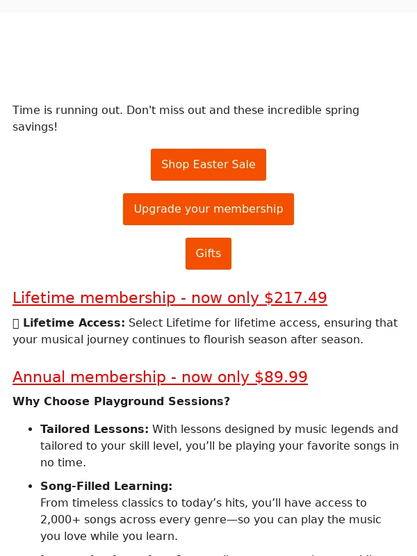 Playground Sessions - Our Easter Sale ends Sunday—save up to 65%