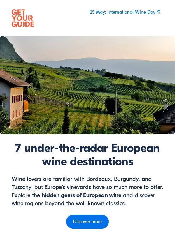 GetYourGuide - 7 under-the-radar destinations for wine lovers ?