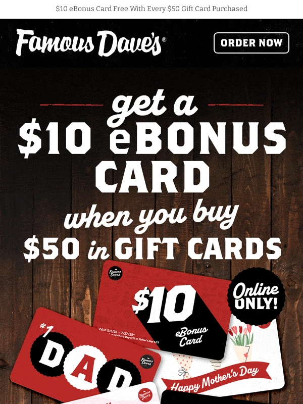 Famous Daves - Give the Gift of Famous BBQ & Get Rewarded! ??