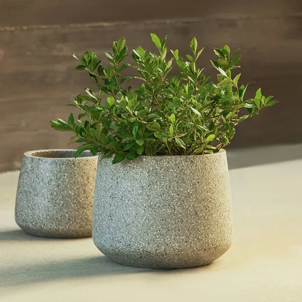 Tuva Indoor/Outdoor Wide Planter - Gray Terrazzo