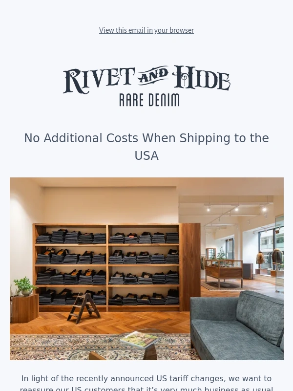 Rivet and Hide - US Shipping Is Business as Usual