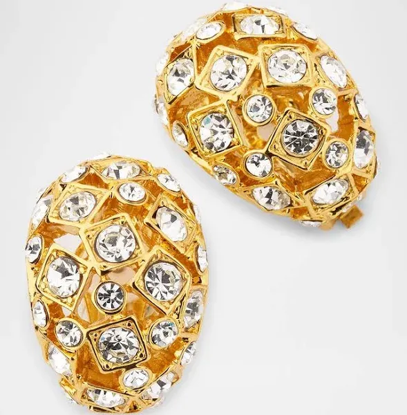 Kenneth Jay Lane Crystal Cluster Clip-On Earrings