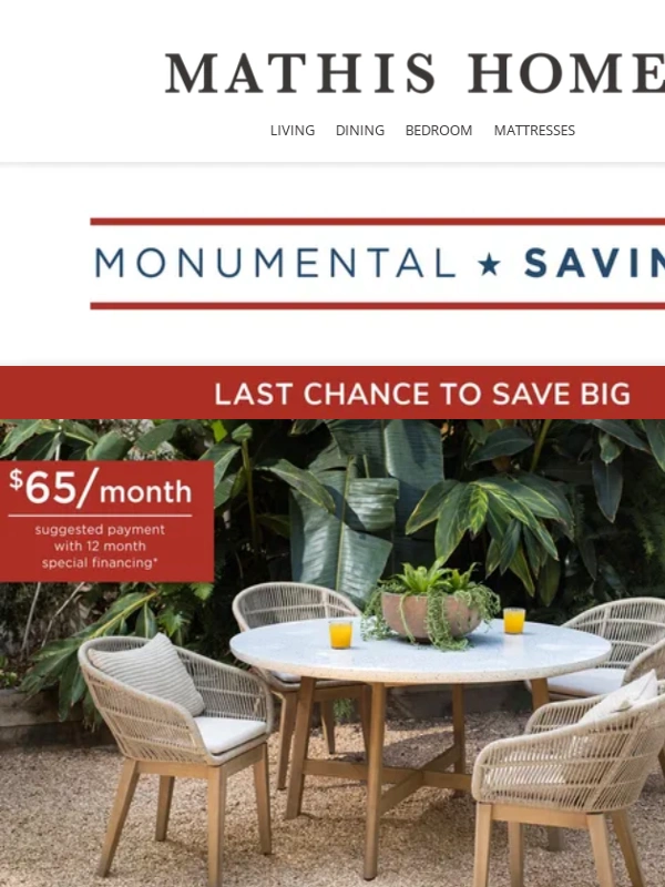 Mathis Brothers - Outdoor Living Made Easy ?️ Monumental Savings on Patio!