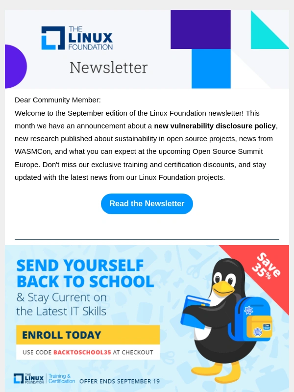 Linux Foundation - September Linux Foundation Newsletter ? ?