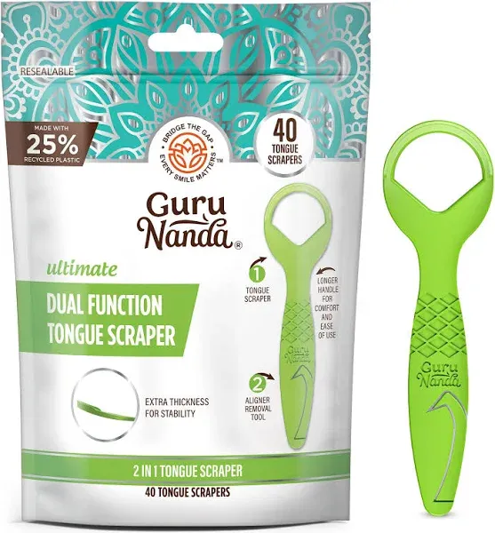 GuruNanda Ultimate Dual Function Tongue Scraper with Aligner Remover