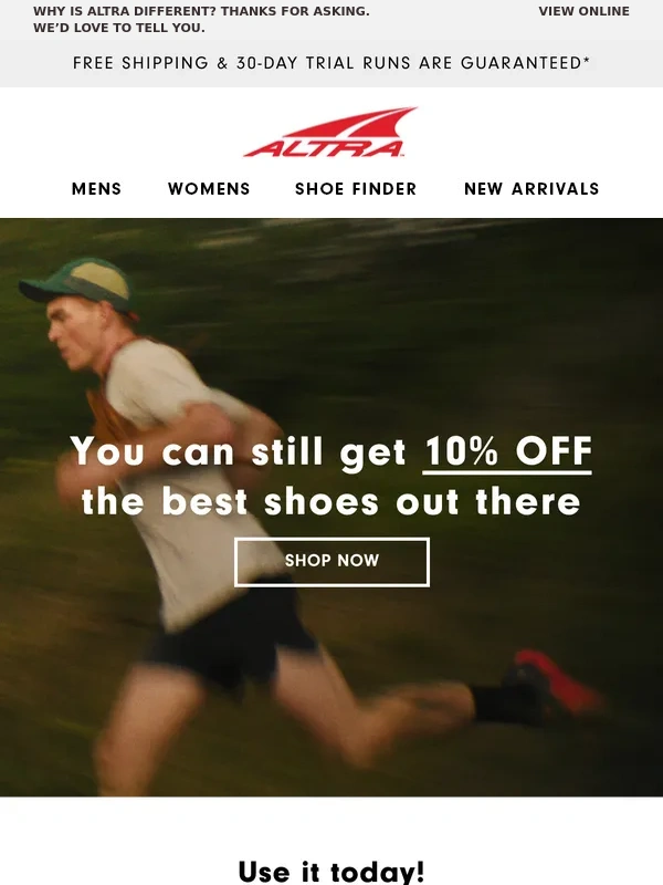 Altra Running - Use your 10% off code on shoes that will blow your mind ?
