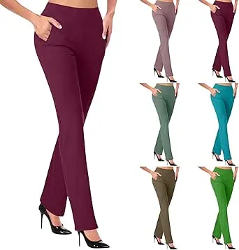 Dress Pants Women Business Casual Work Pants Women High Waist Stretchy Trousers Pull on Office Slacks Bottoms Pantalones de Vestir para Mujer 2025 Summer