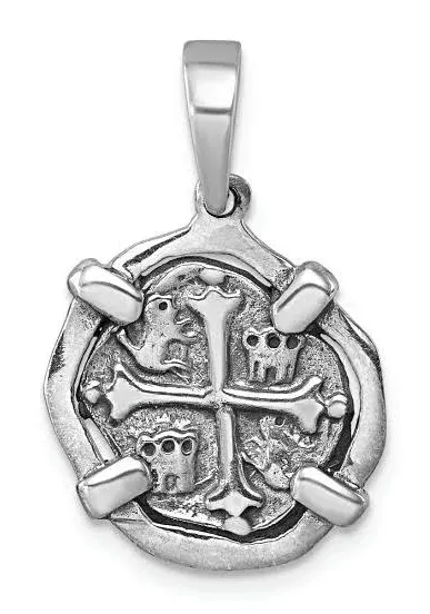 Medieval Coin Pendant in Rhodium Over Sterling Silver