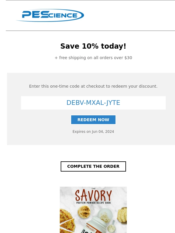 PEScience - Save 10% for the next 24 hours