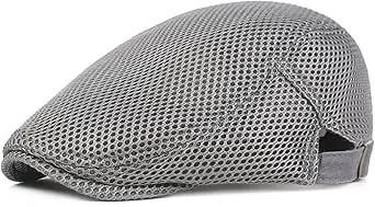 XYIYI Grey Mens Breathable Mesh Newsboy Cap Summer Beret Ivy Cap Driving Cabbie Flat Hat