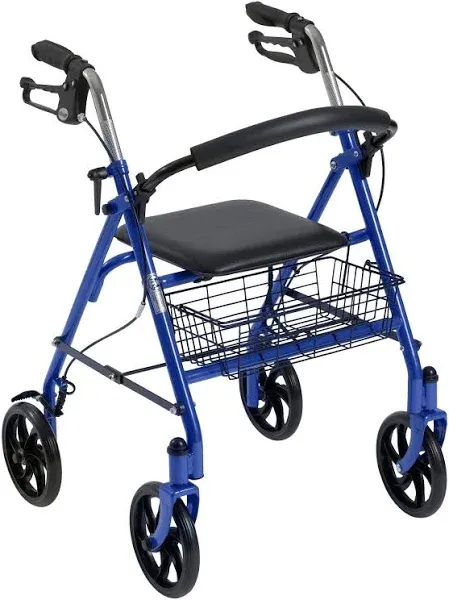 Drive Medical Four Wheel Walker Rollator with Removable Back Support