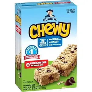 Quaker Chewy Granola Bars, Chocolate Chip, 58 Count $12.13  Amazon