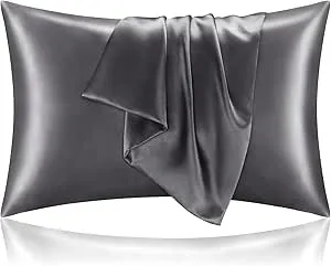 BEDELITE Satin Pillowcase for Hair and Skin, Super Soft and Cooling Similar to Silk Pillow Cases 2 Pack with Envelope Closure, Gift for Women Men(20"x30" Queen Size, Dark Grey)