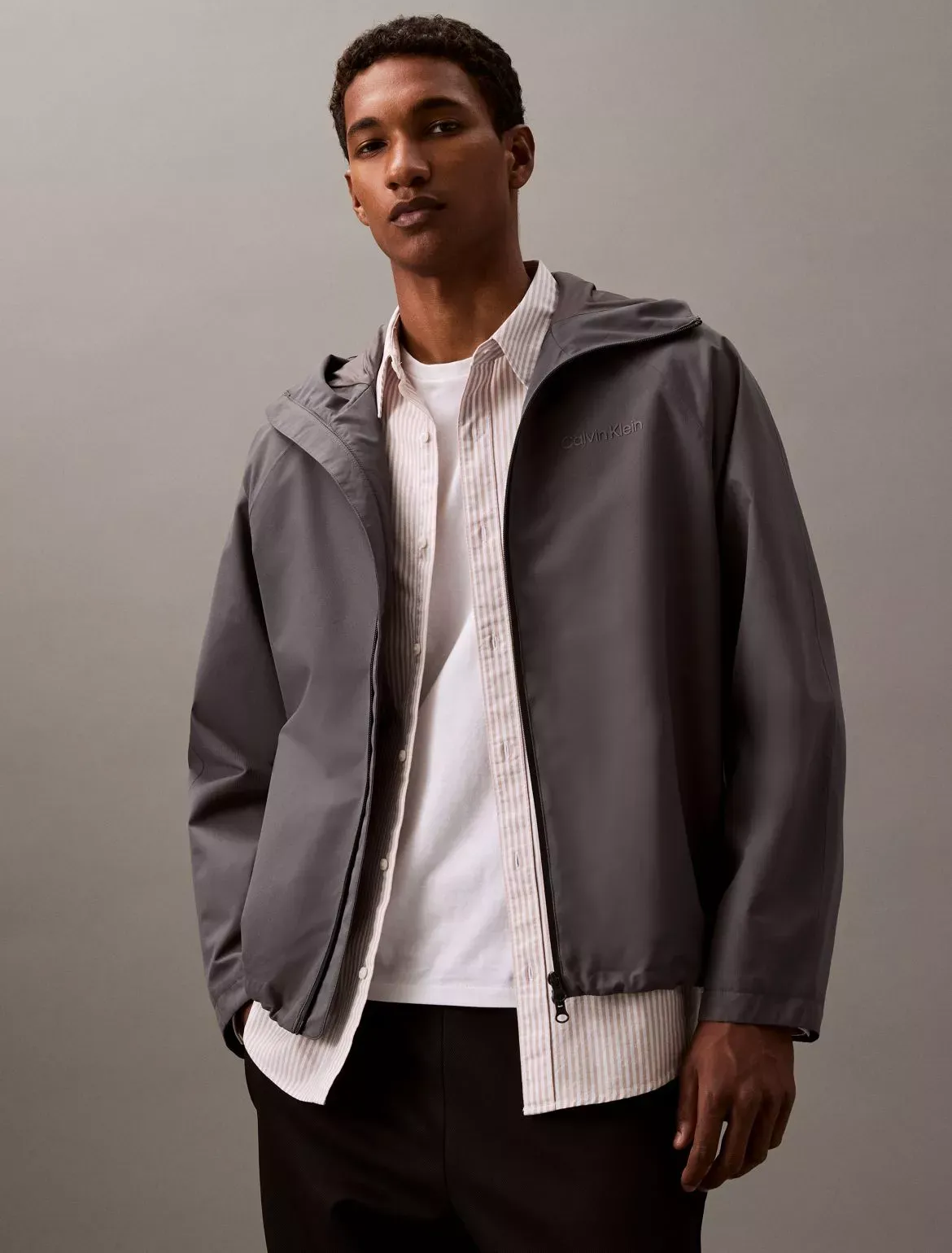 Calvin Klein Men's Waterproof Windbreaker Jacket - Grey - XXL