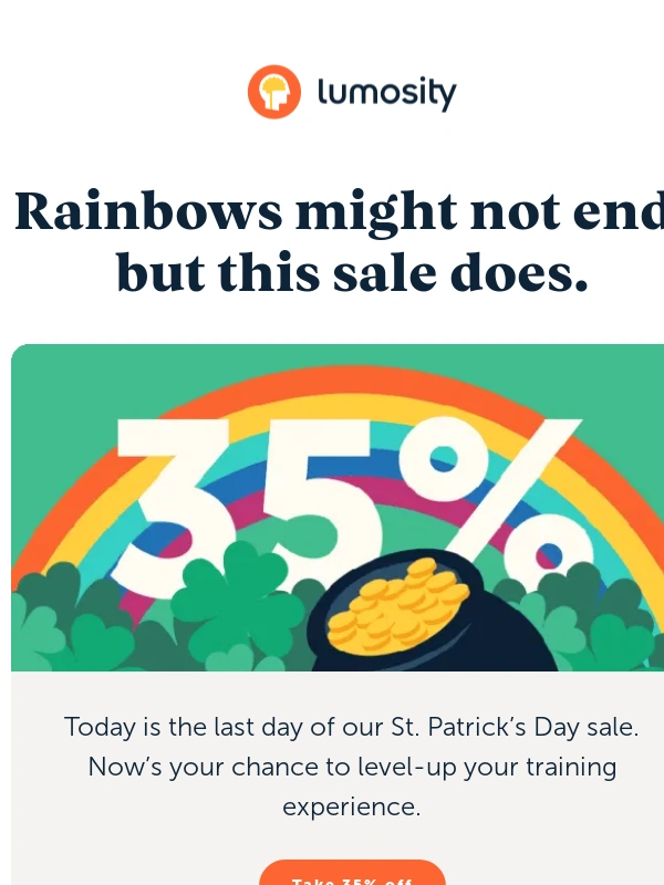 Lumosity - Last chance to get lucky with 35% off