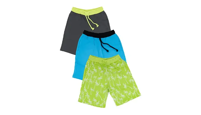 BROOKLYN VERTICAL Boys 3Pack Cotton French Terry Jogger Shorts with Drawstring and Pockets| Sports & Casual (7/8, Combo B)